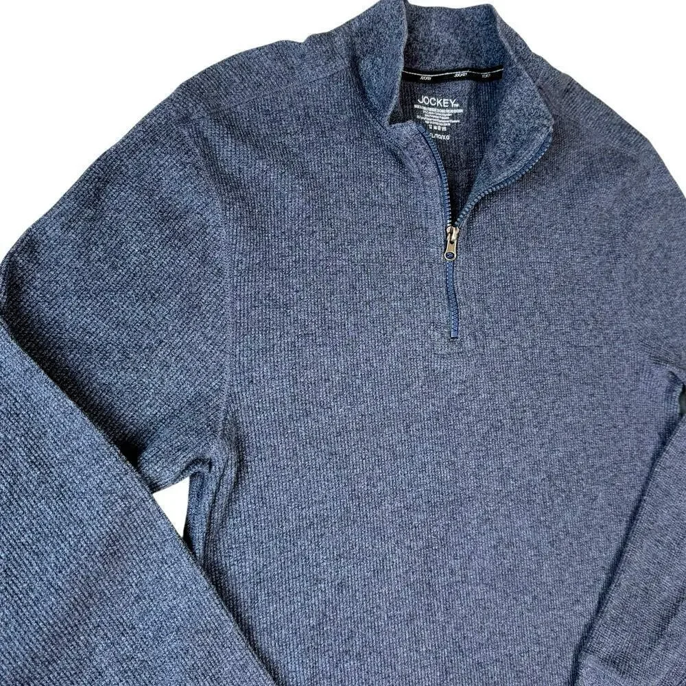 JOCKEY Long Sleeves 1/4 Zip Pullover Thermal Knit Sweatshirt Size XL Slate Blue